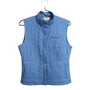 Talbots Blue Diamond Quilted Full Zip Vest Mock Neck Pockets Lightweight  S